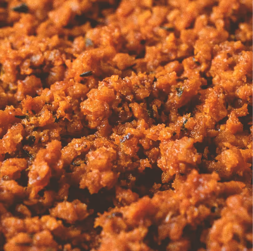A close up view of a mixture of food.