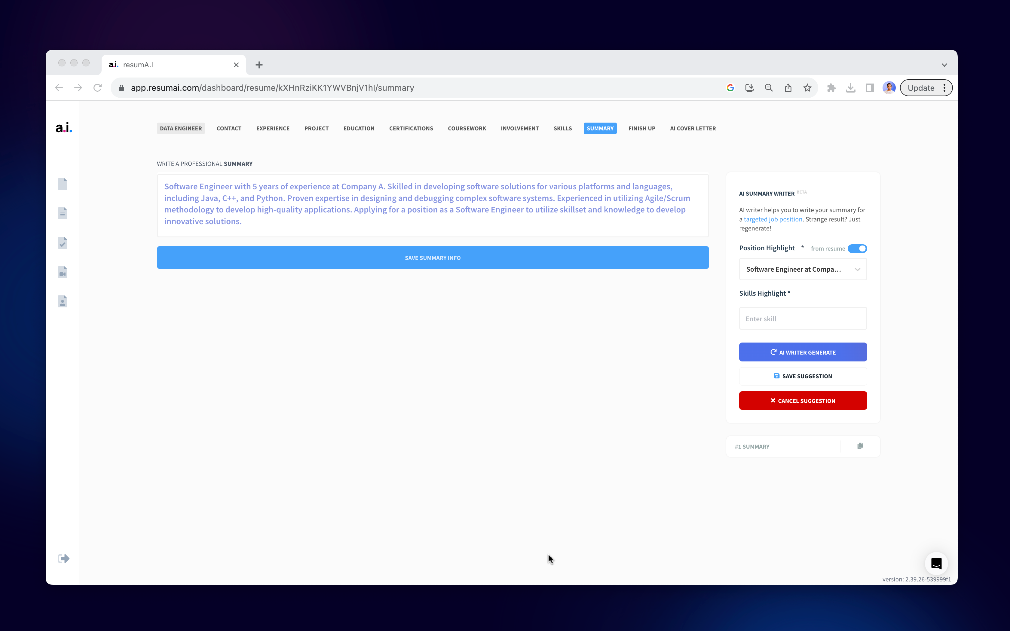 ai summary writer