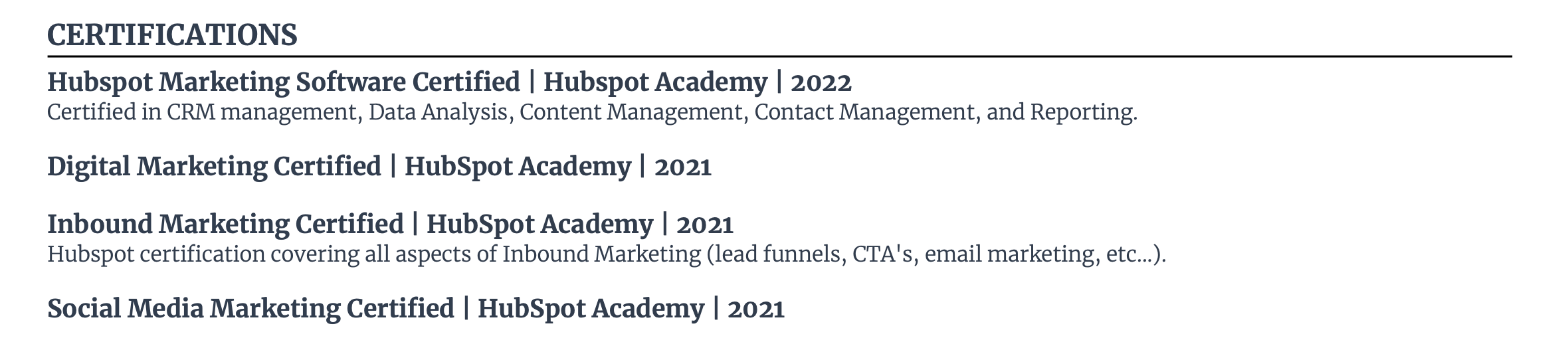 Certifications