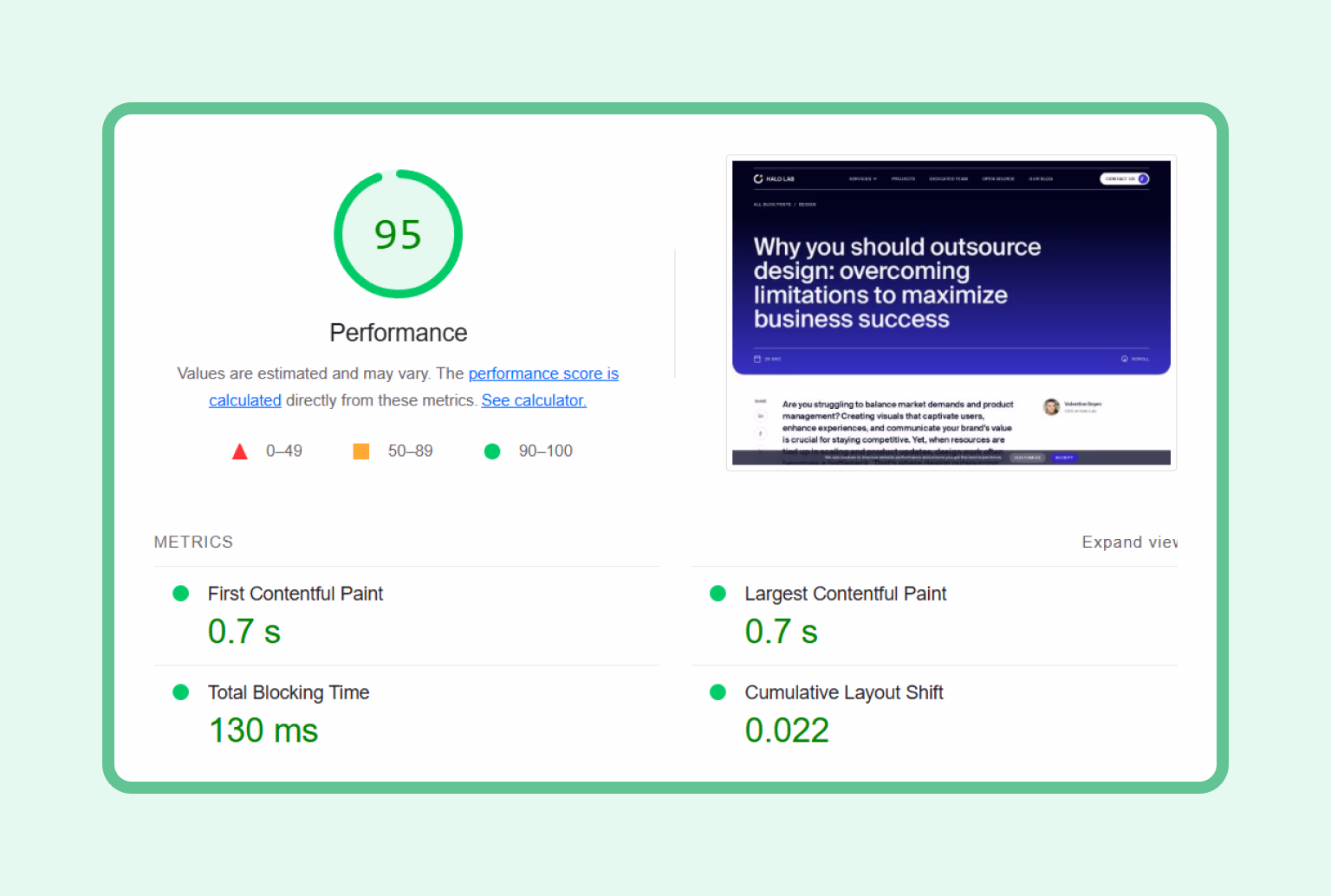 PageSpeed Insights evaluates site performance and optimization