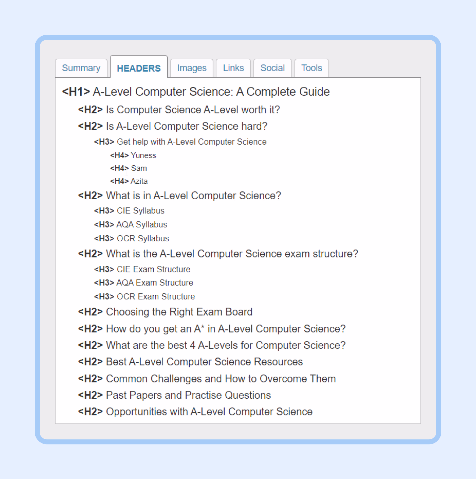 Example of how the SEO META in 1 CLICK extension works