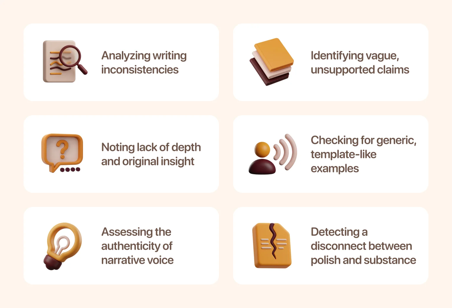 Manual detection analyzes writing style and factual depth
