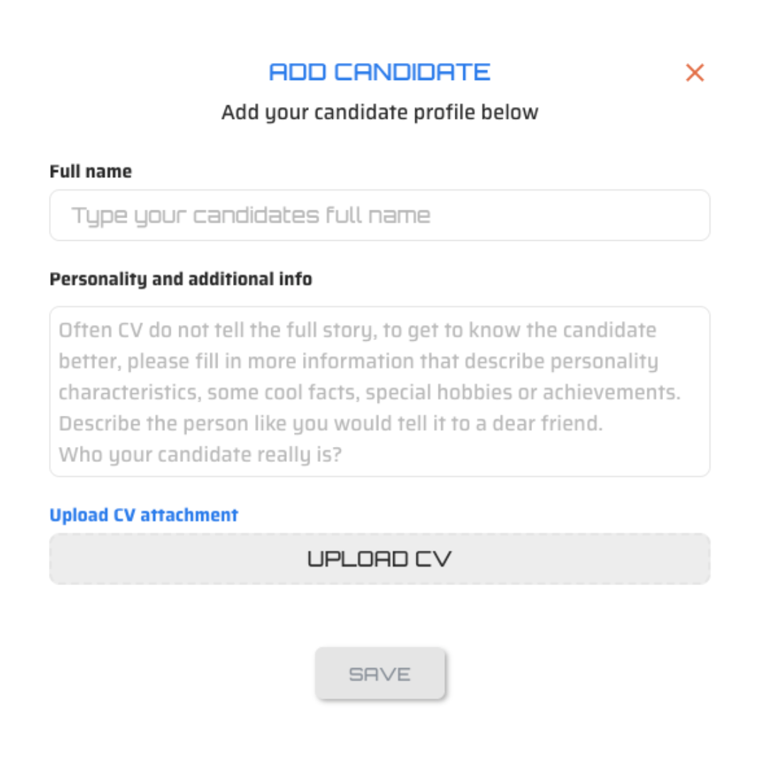 Add candidate view for uploading a CV