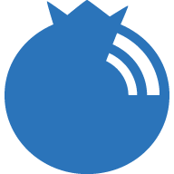Blue circular icon with three white curved signal waves, representing a broadcast or Wi-Fi signal.