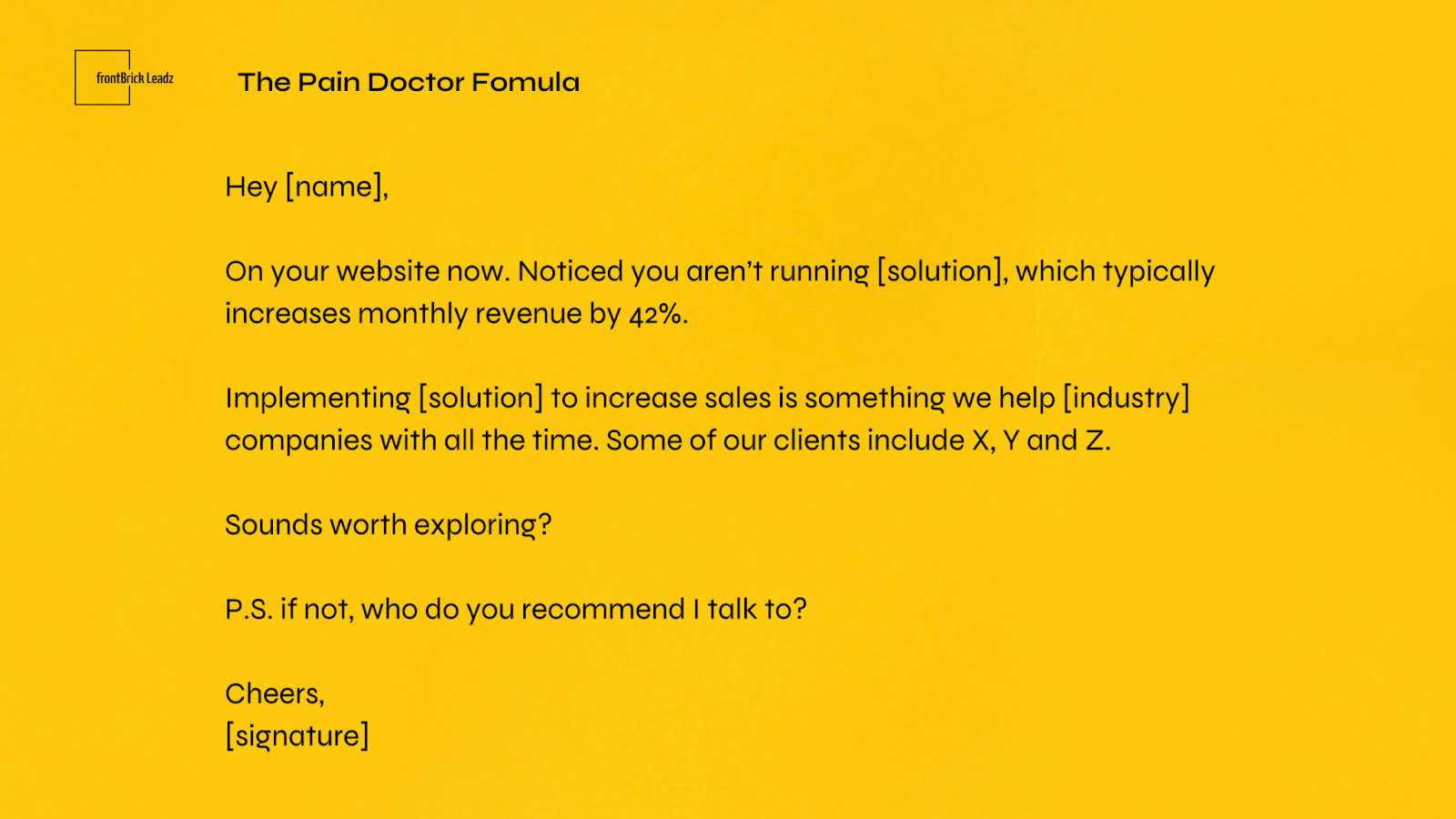 the pain doctor formula cold email template