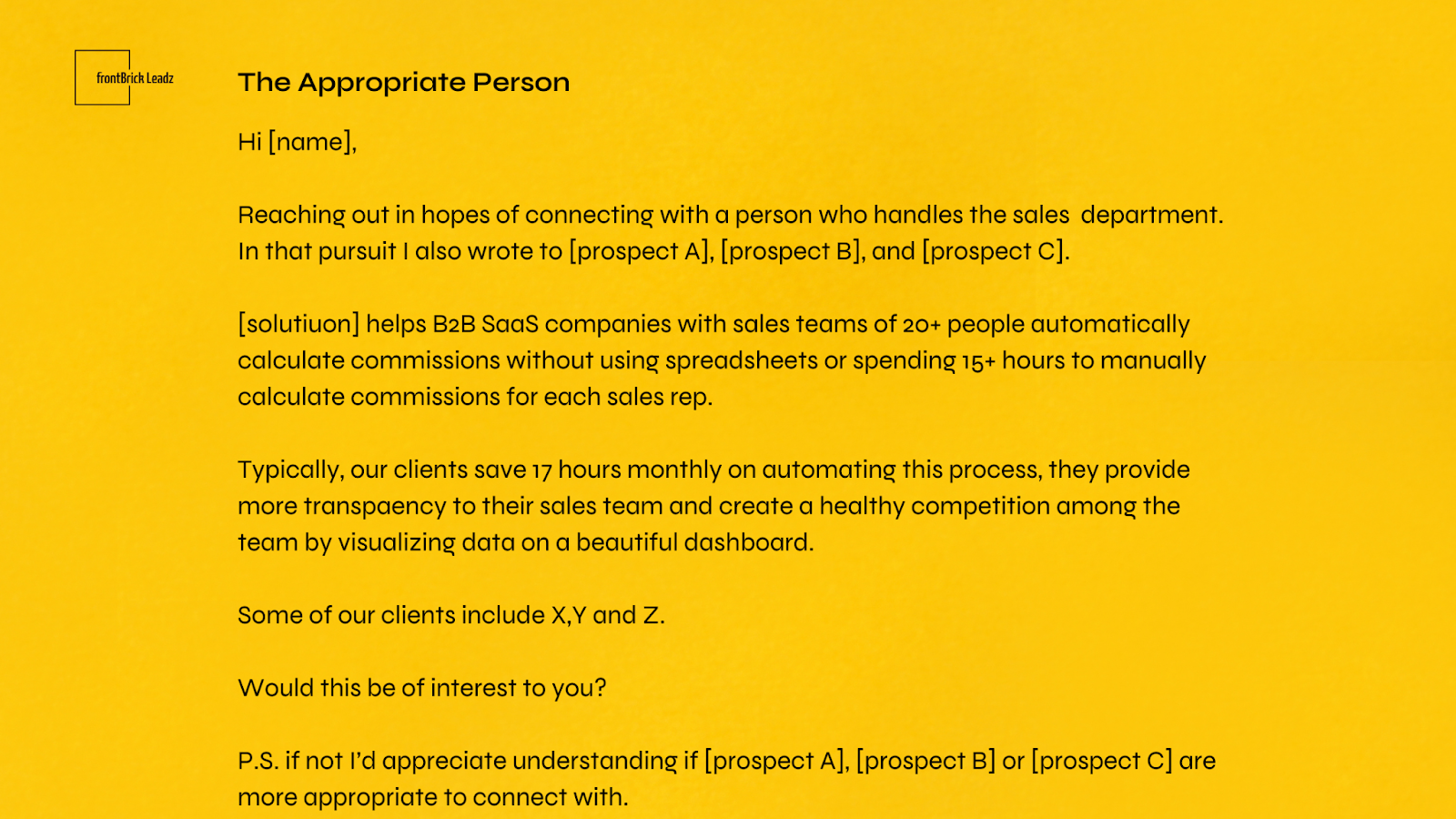 the appropriate person cold email template