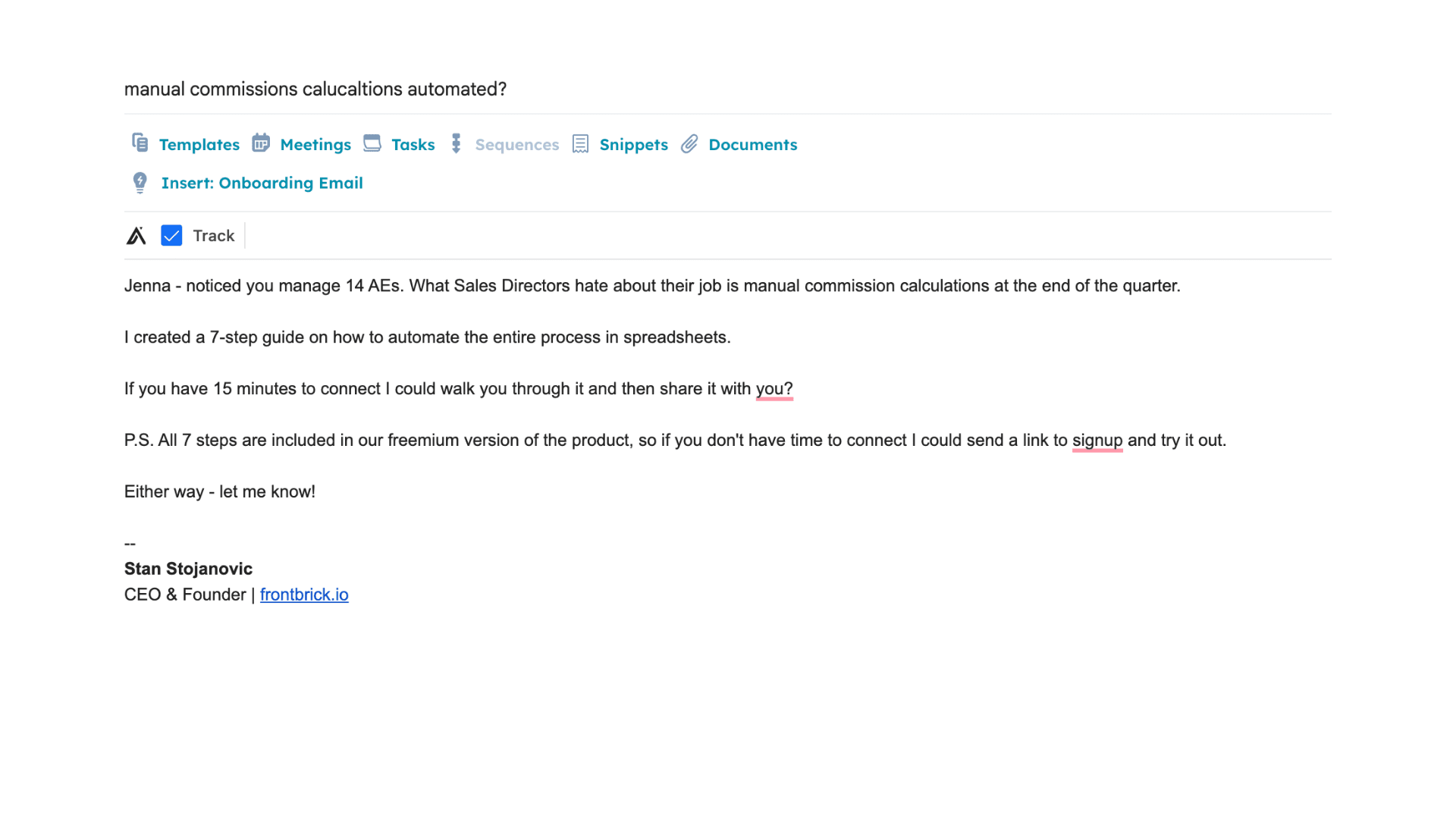 "Something useful" cold email template example