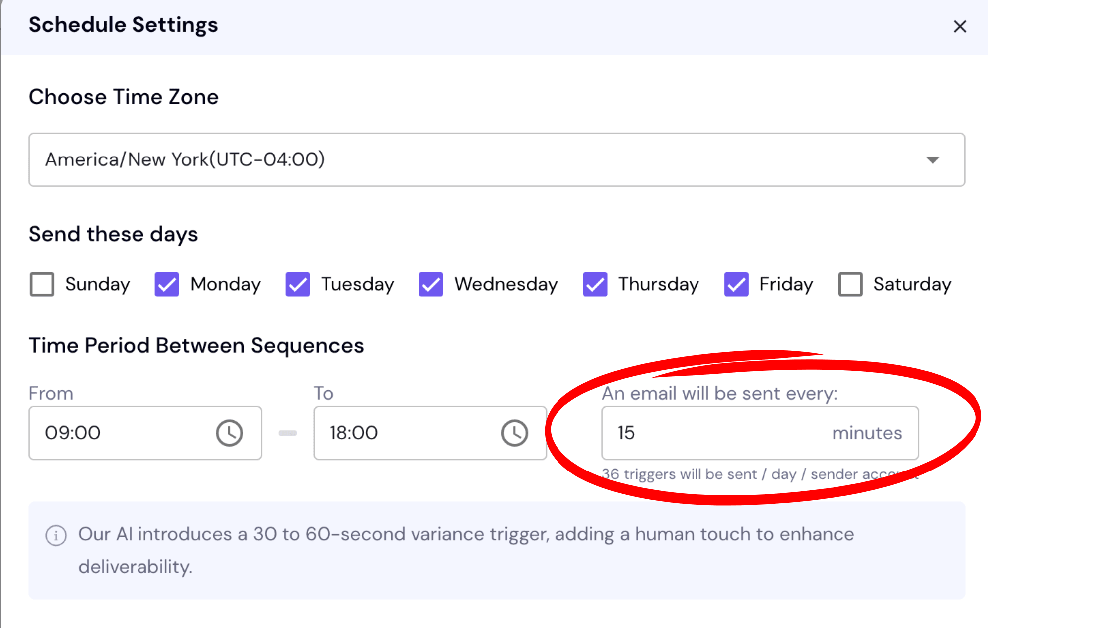 Smartlead interval between sending emails