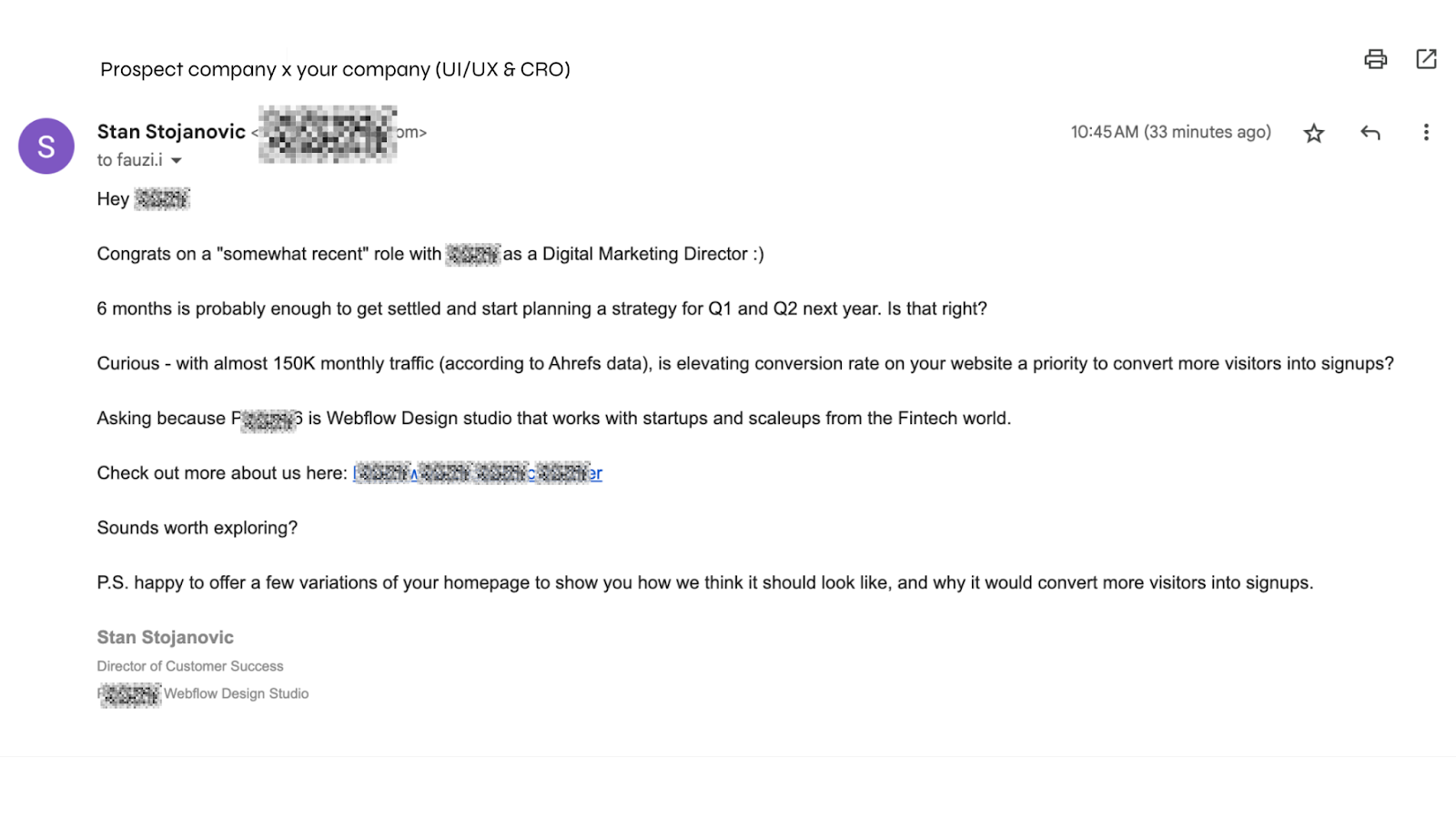 cold email template for web design leads