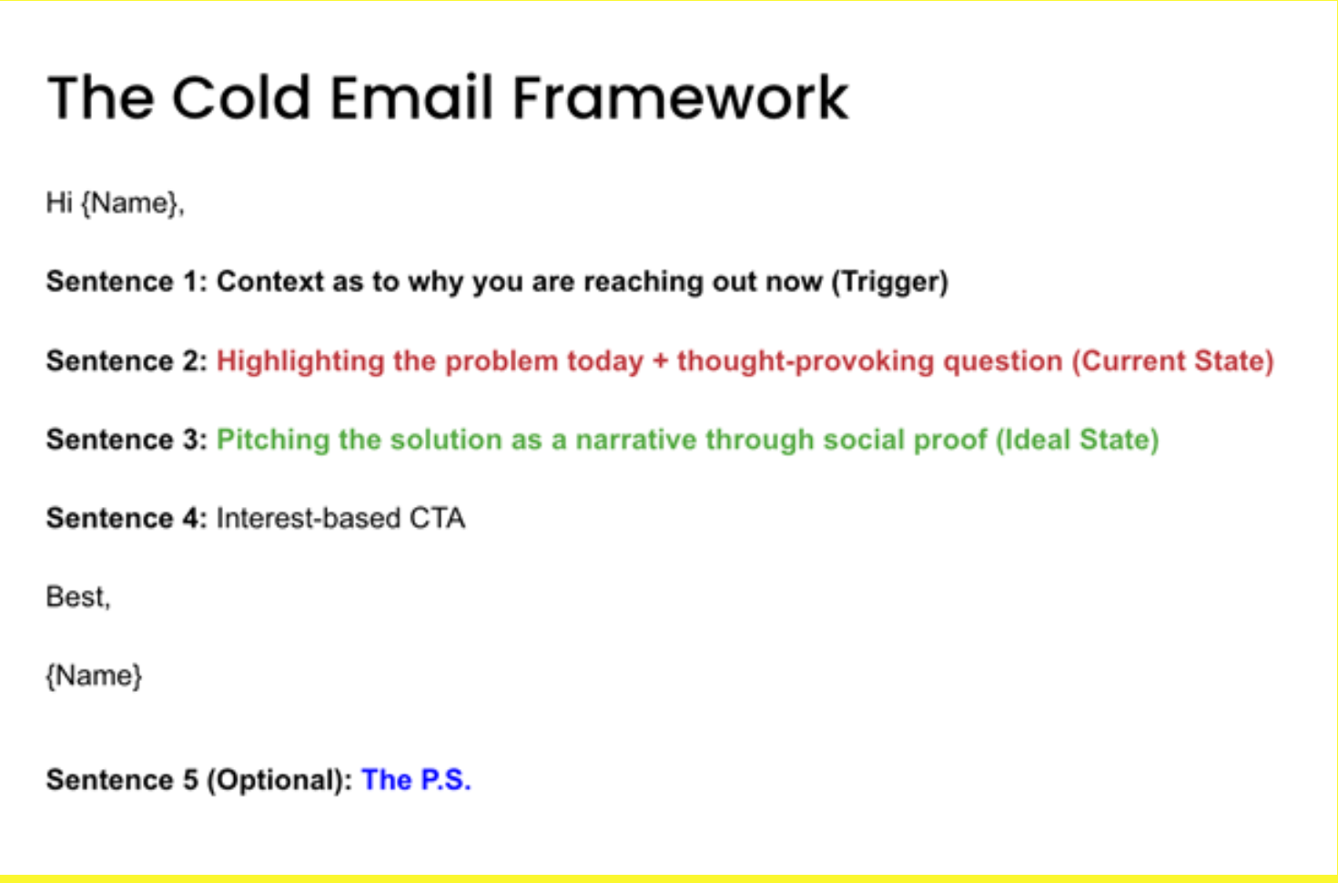 the cold email framework example
