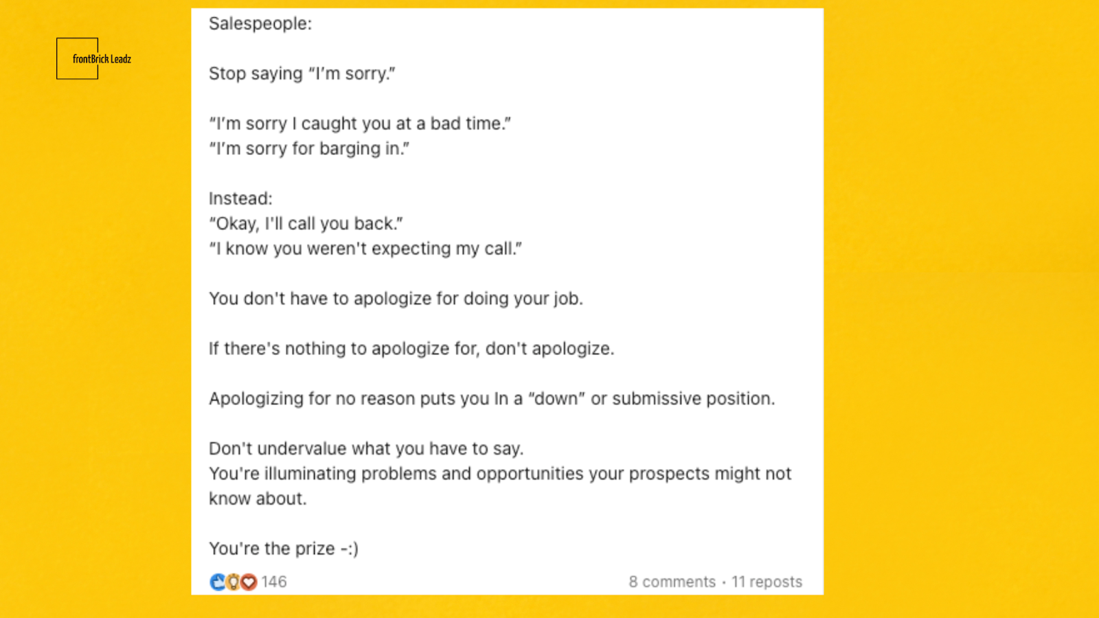 example of LinkedIn post for social selling