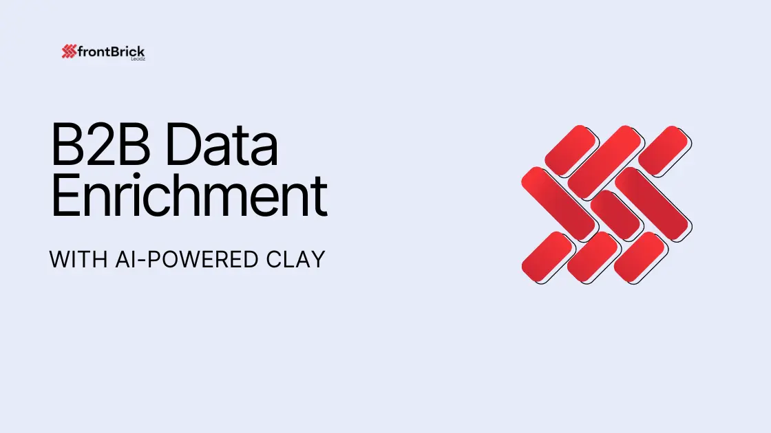 frontBrick B2B Data Enrichment with AI-Powered Clay guide cover with a red brick symbol