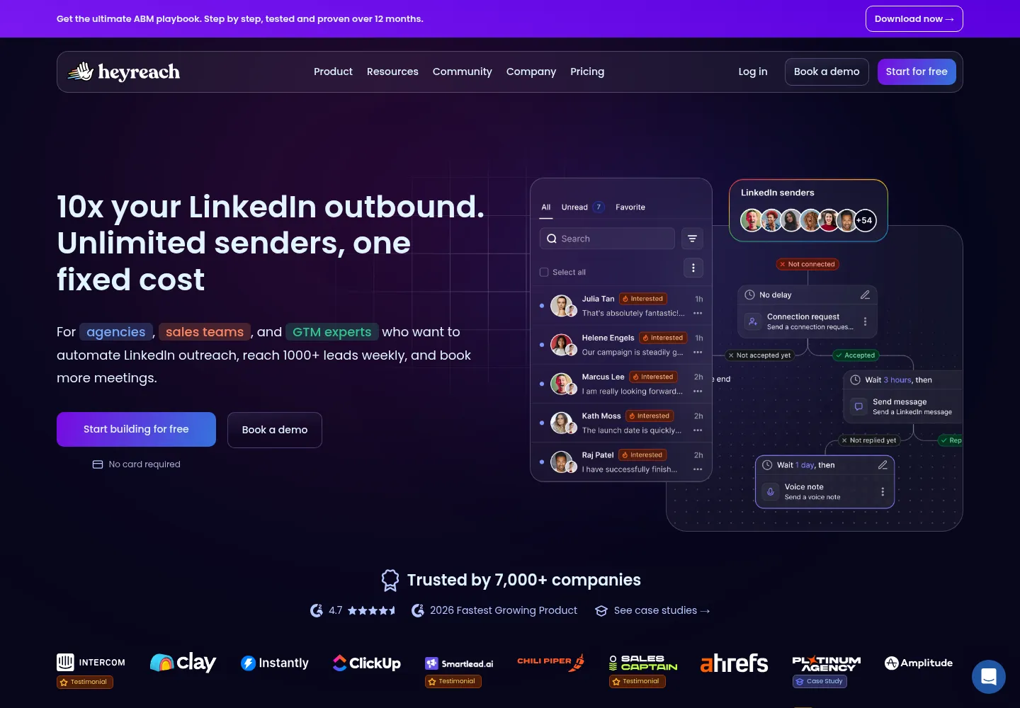 HeyReach official website, October 2026