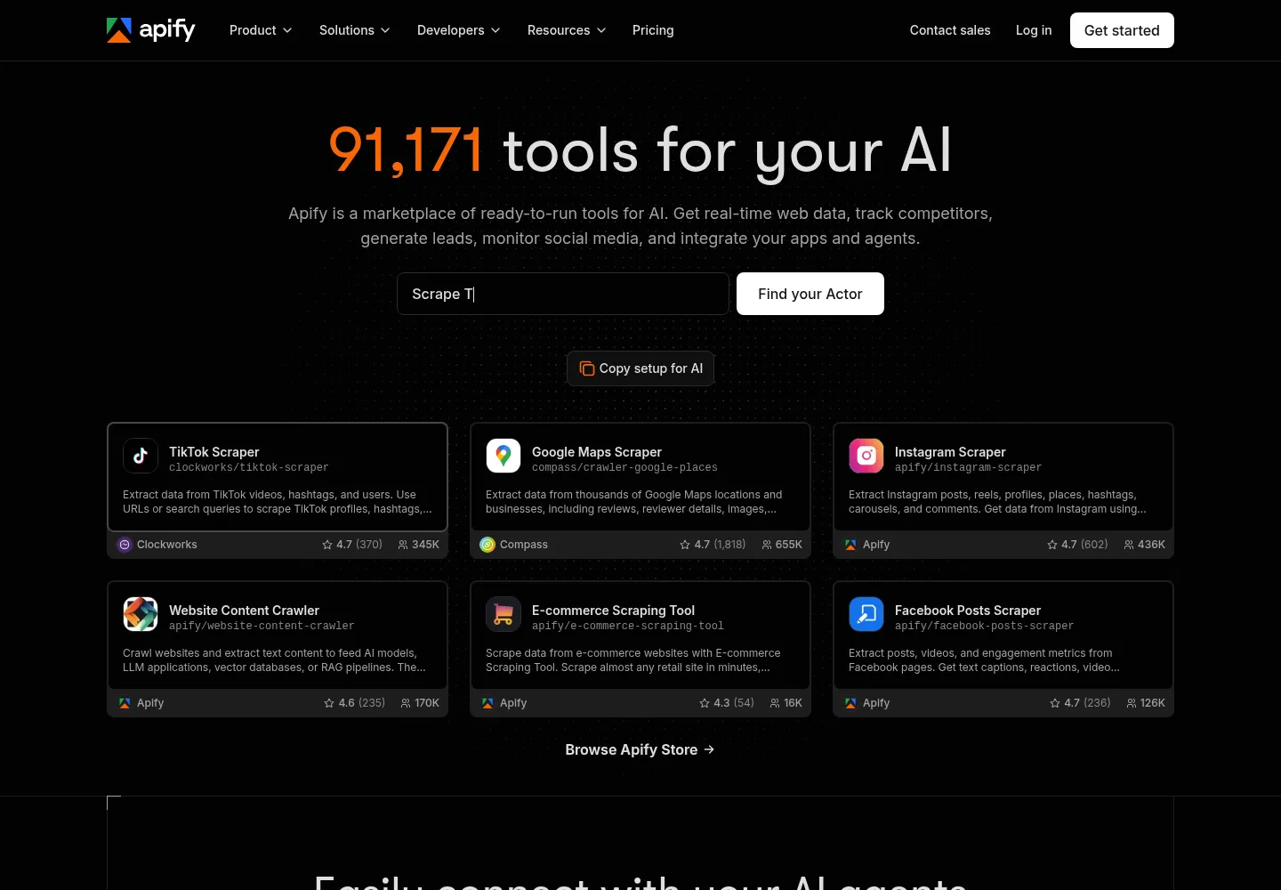 Apify official website, October 2026