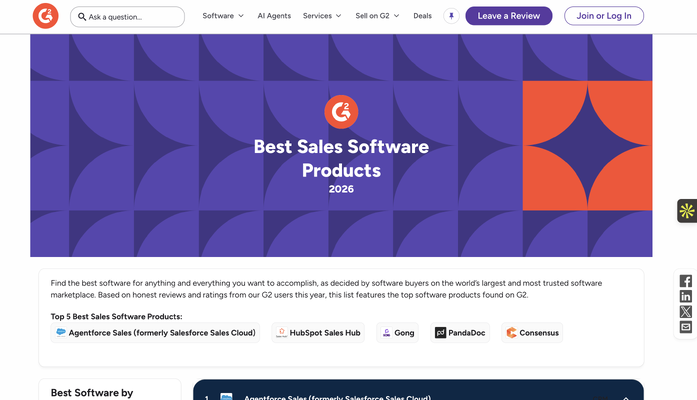 G2 "best sales software"
