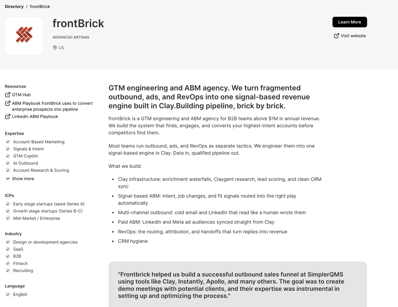 frontBrick's Clay Experts Page