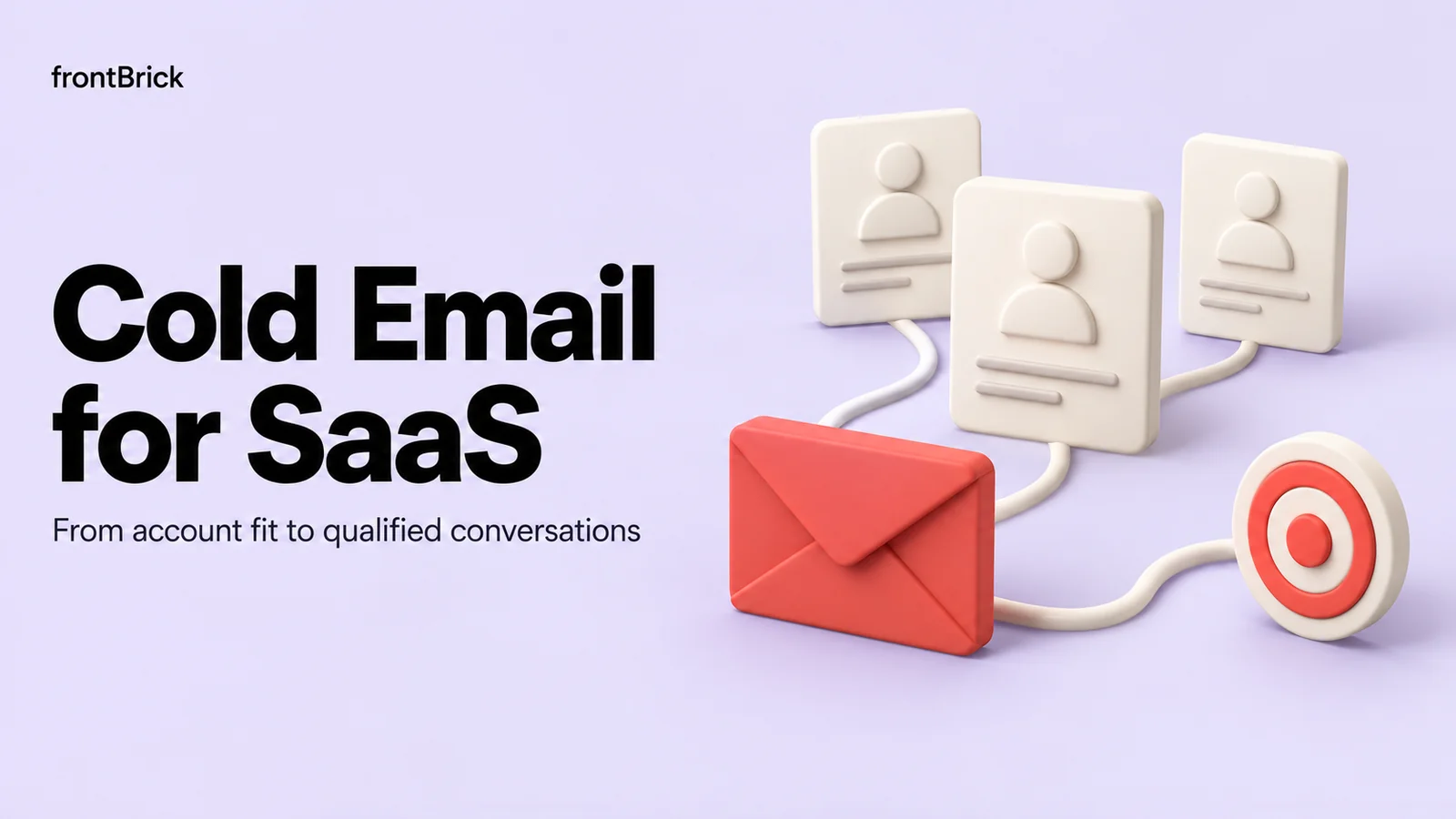 Cold Email for SaaS cover with contact cards, a coral envelope, and a target.