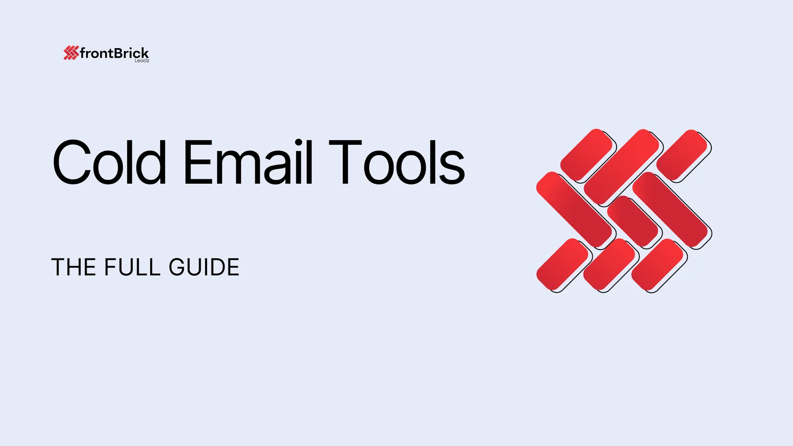 Cold Email Tools cover with The Full Guide subtitle and red frontBrick graphic.