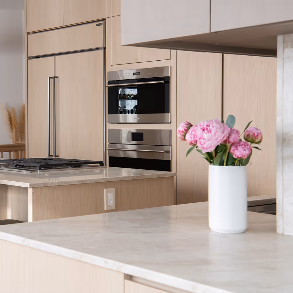 Flower Vase on Countertop in Modern NYC Kitchen.