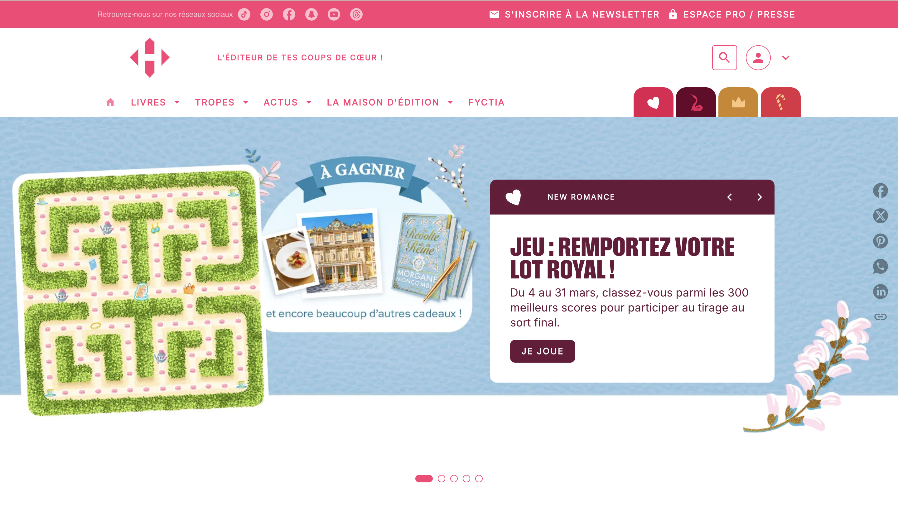 Hugo Publishing : Refonte du nouveau site Hugo New Romance