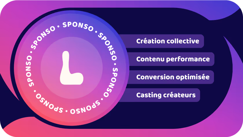 une composition visuelle avec le logo de lyvoire et le mot "sponso" et des bullet point des grands livrables de cette expertise