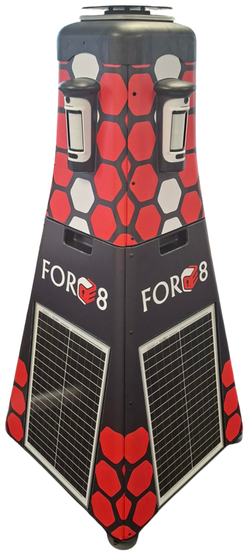 Force8 mobile solar-powered CCTV tower, angled view
