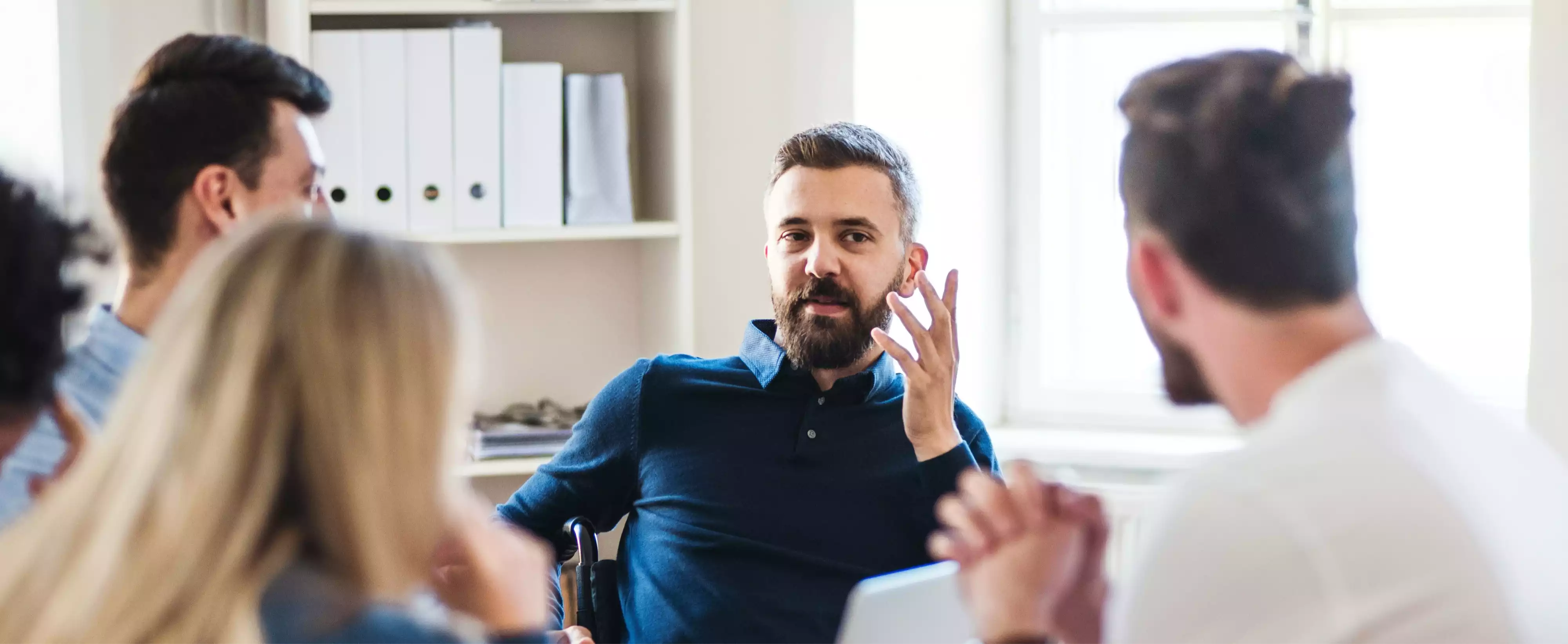 A team leader discussing a topic