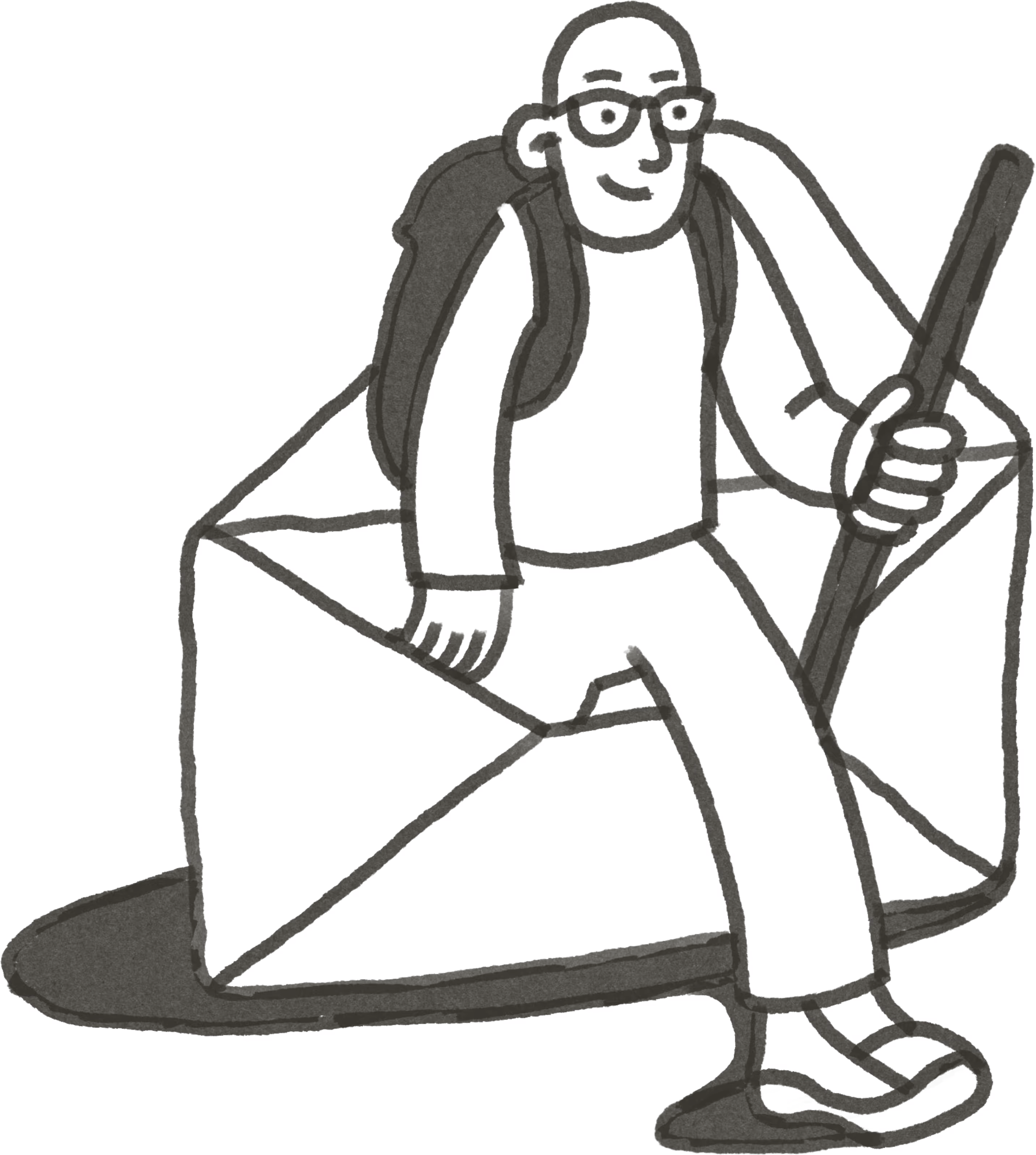 Illustration of Ruud walking
