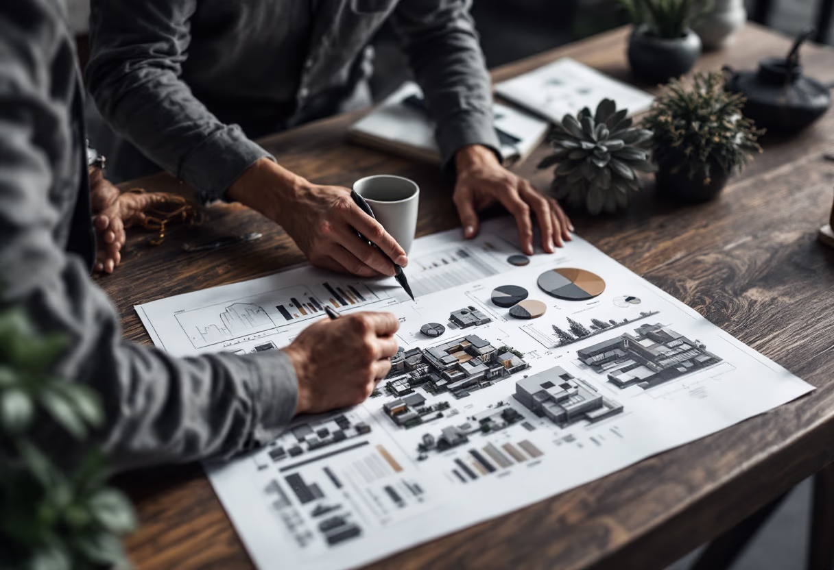 image of a person analyzing real estate market (for a real estate tech)