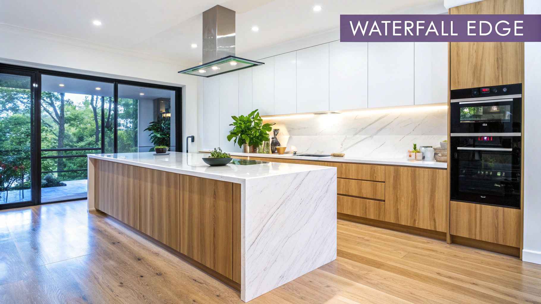 1. The Waterfall Edge Island: A Statement in Seamless Style