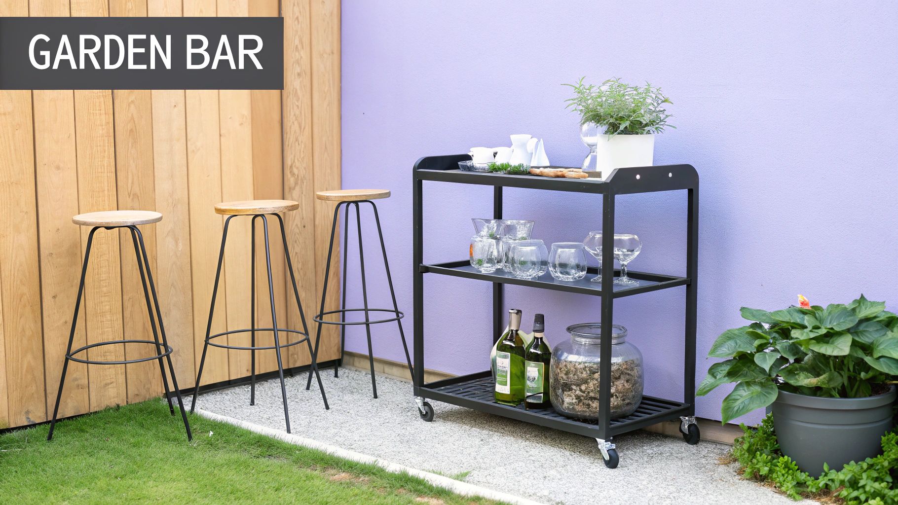 Garden Bar Cart and Cocktail Station