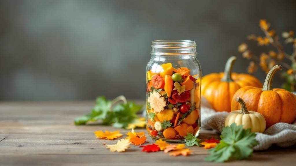 A wicker basket filled with freshly harvested fall vegetables.