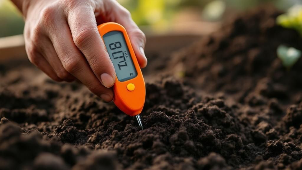 A close-up of hands testing garden soil texture.