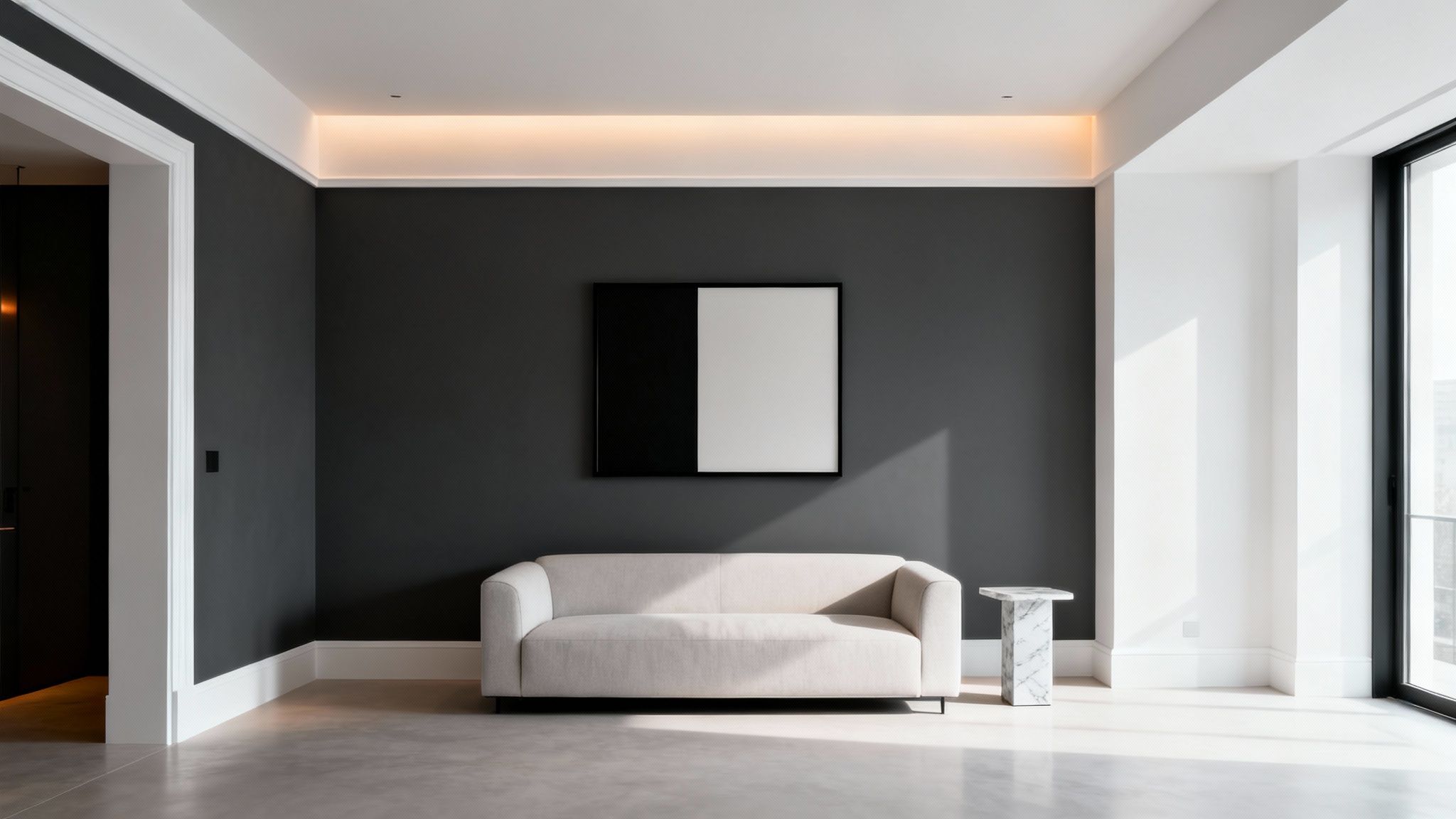 Charcoal Gray and Soft White