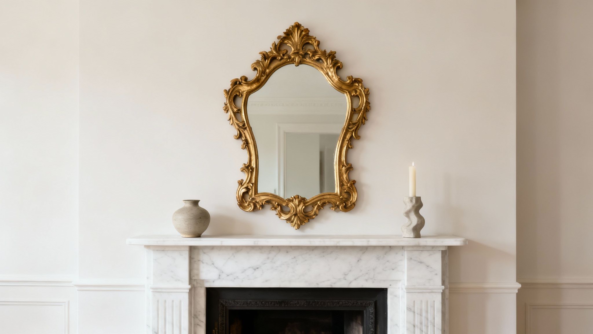 Fireplace Mirror with Ornate Frame