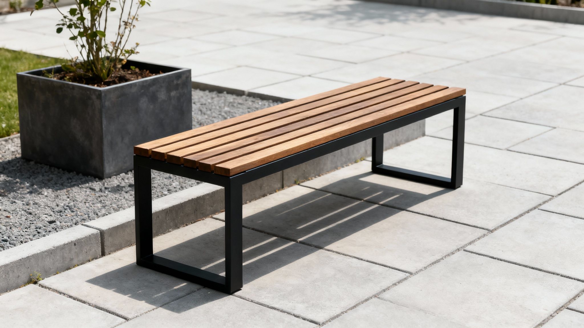 Modern Metal Frame Bench
