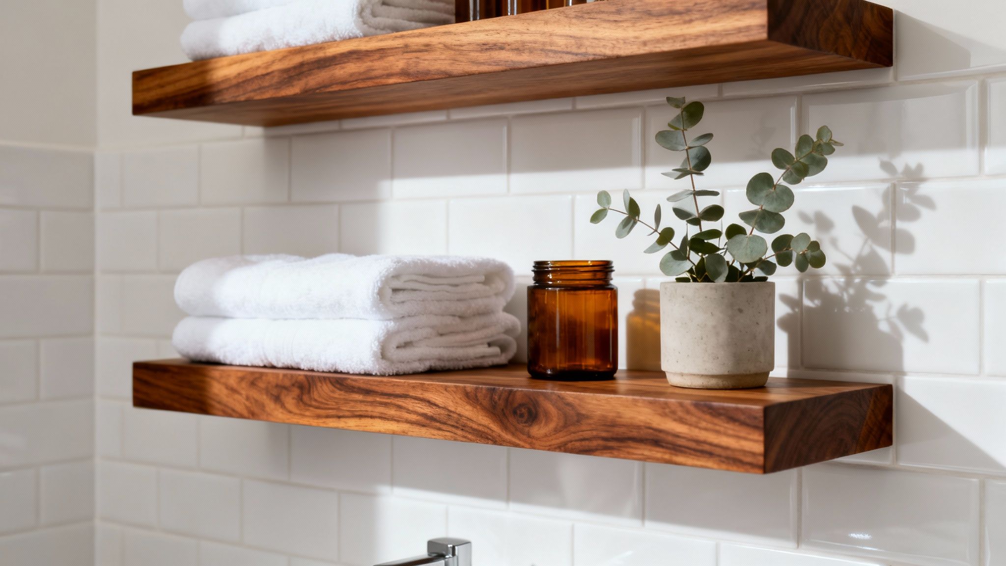 Wood Shelving for Bathroom Design Ideas