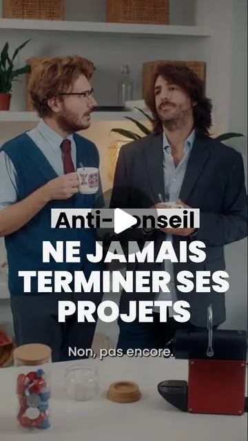 Couverture du reel Instagram « Anti-conseil : ne jamais terminer ses projets – Non, pas encore. » de Chance. Sur le ton de l’ironie, la vidéo s’adresse à celles et ceux qui « rêvent de ne jamais rien accomplir » : tout remettre à plus tard, multiplier les excuses, laisser ses projets en suspens. Un clin d’œil à la procrastination qui aide à reconnaître ses mécanismes pour, au contraire, passer à l’action et aller au bout de ses projets.