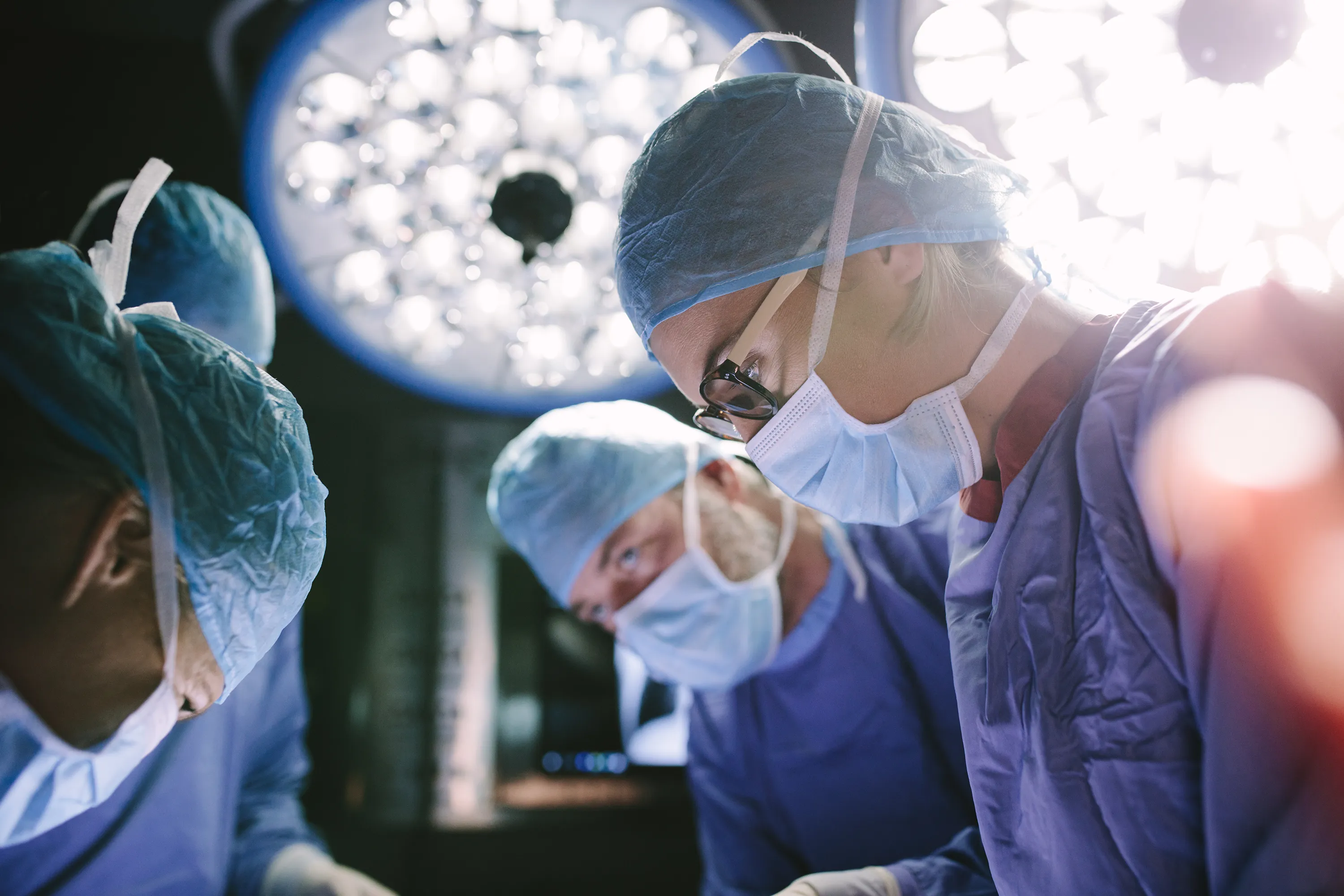 Surgeons at work during a cardiovascular operation.