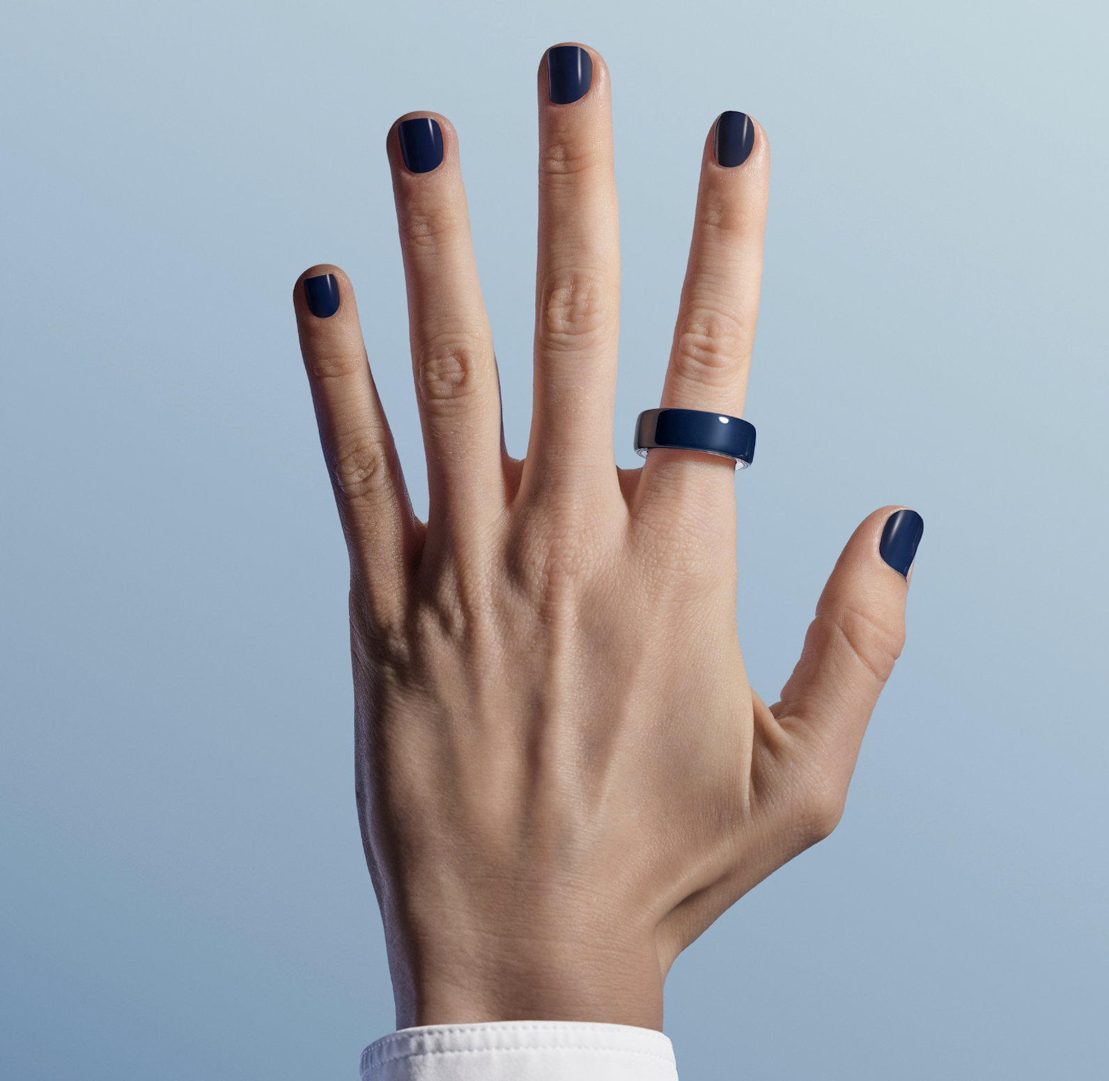 Hand wearing smart ring