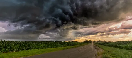 Stormy weather along road