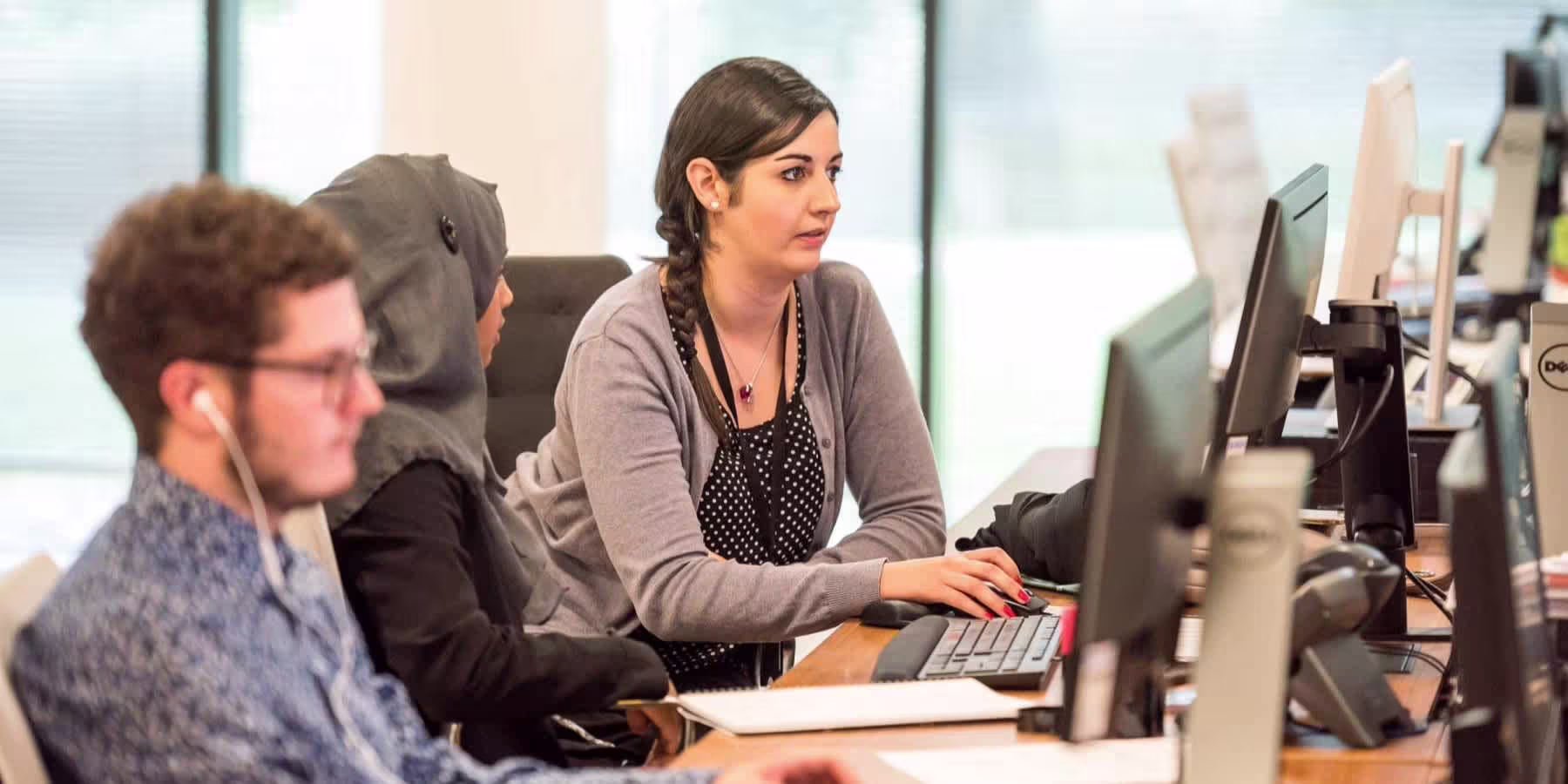 employees working at computers