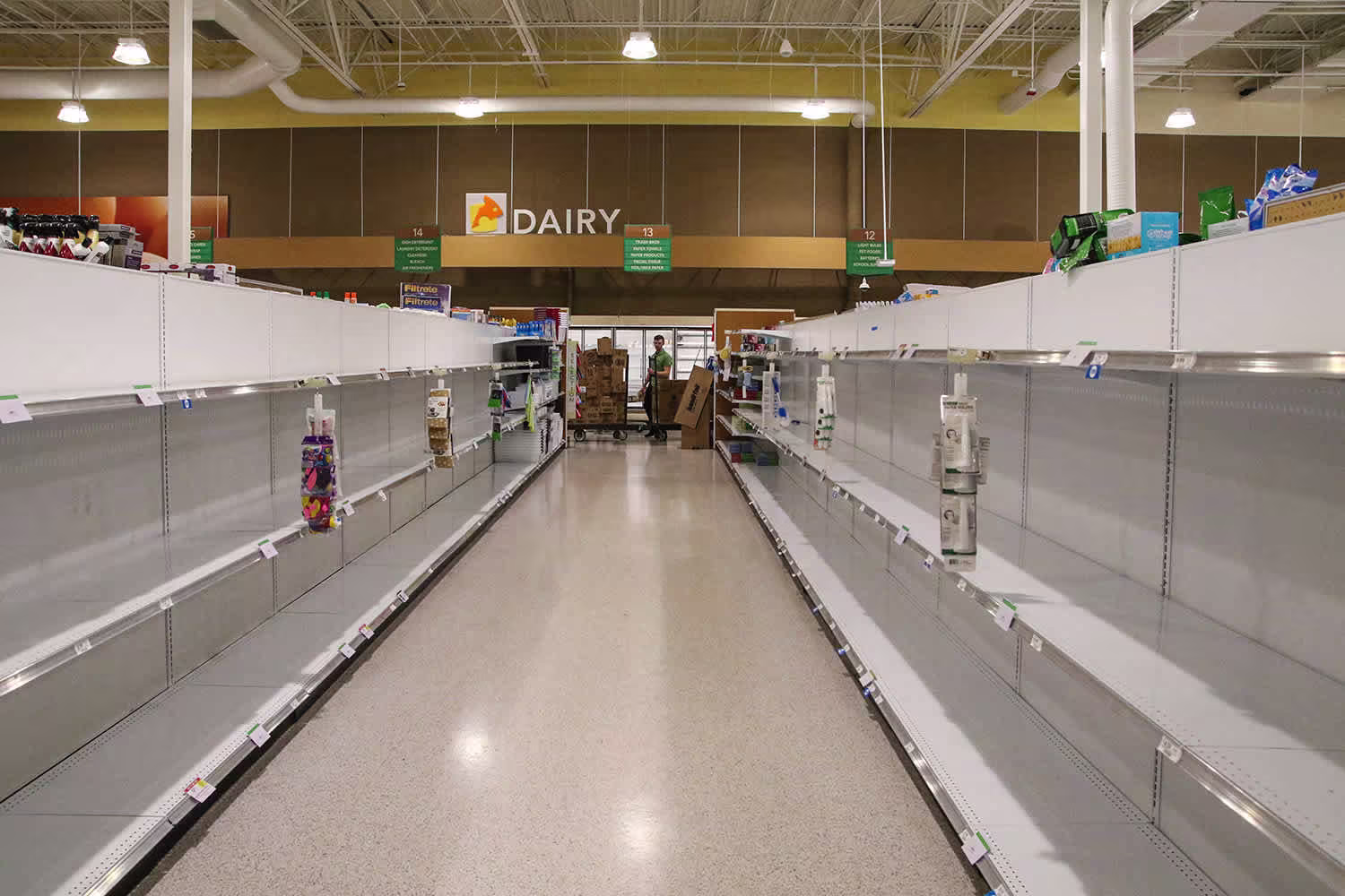 empty shelves at grocery store