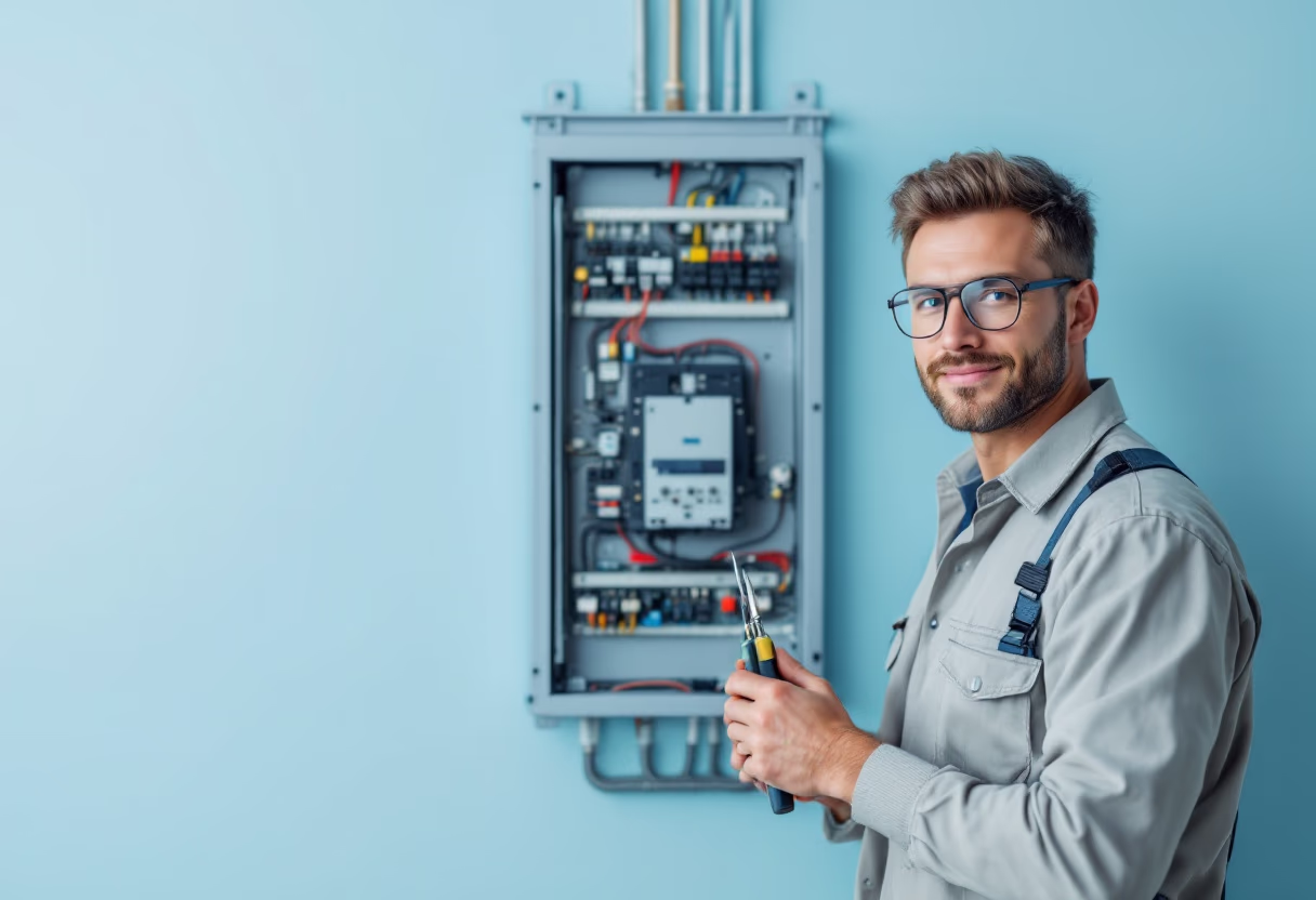high resolution 4k photo of electrical inspection with detailed fuse box view