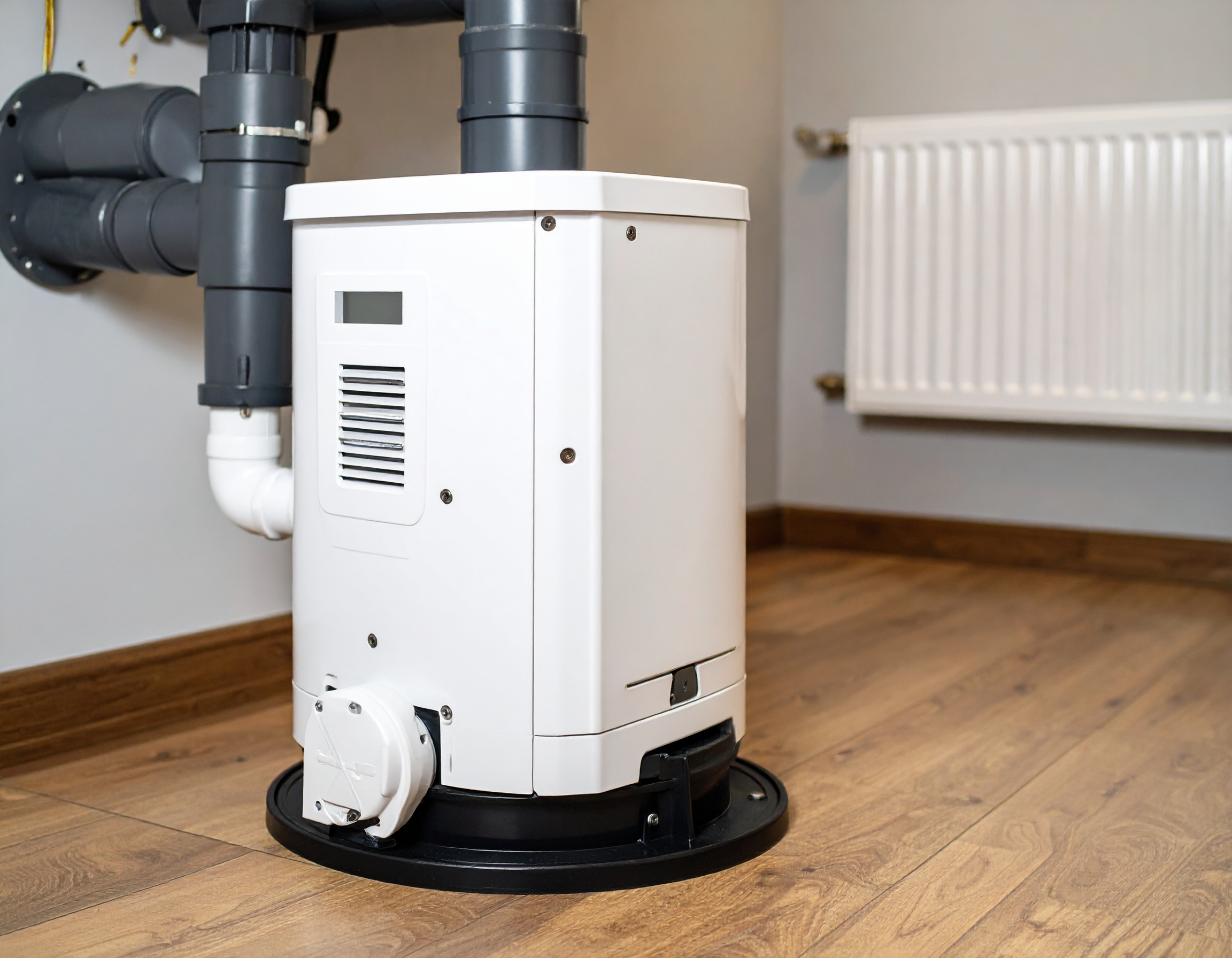 image of a high-efficiency water heater being inspected