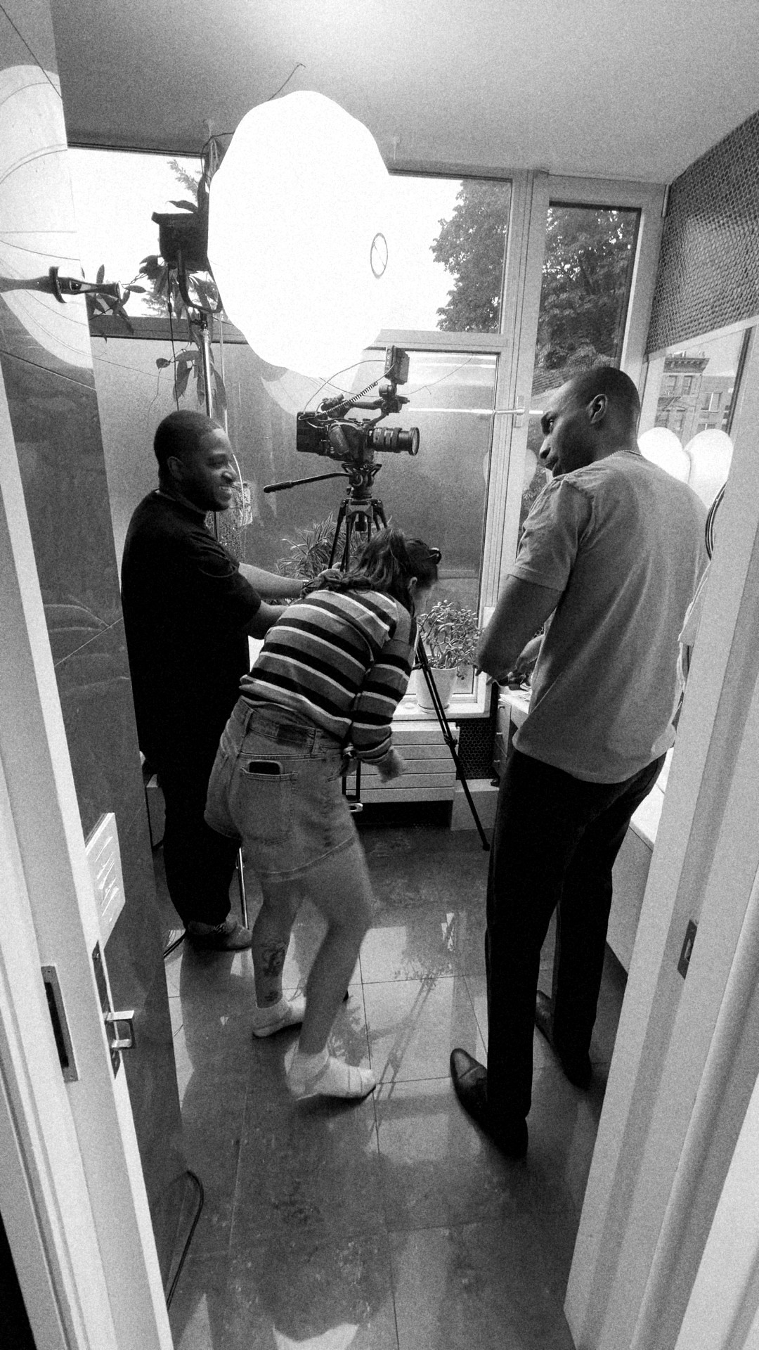 NOX crew lighting the Dollar Shave Club product shoot