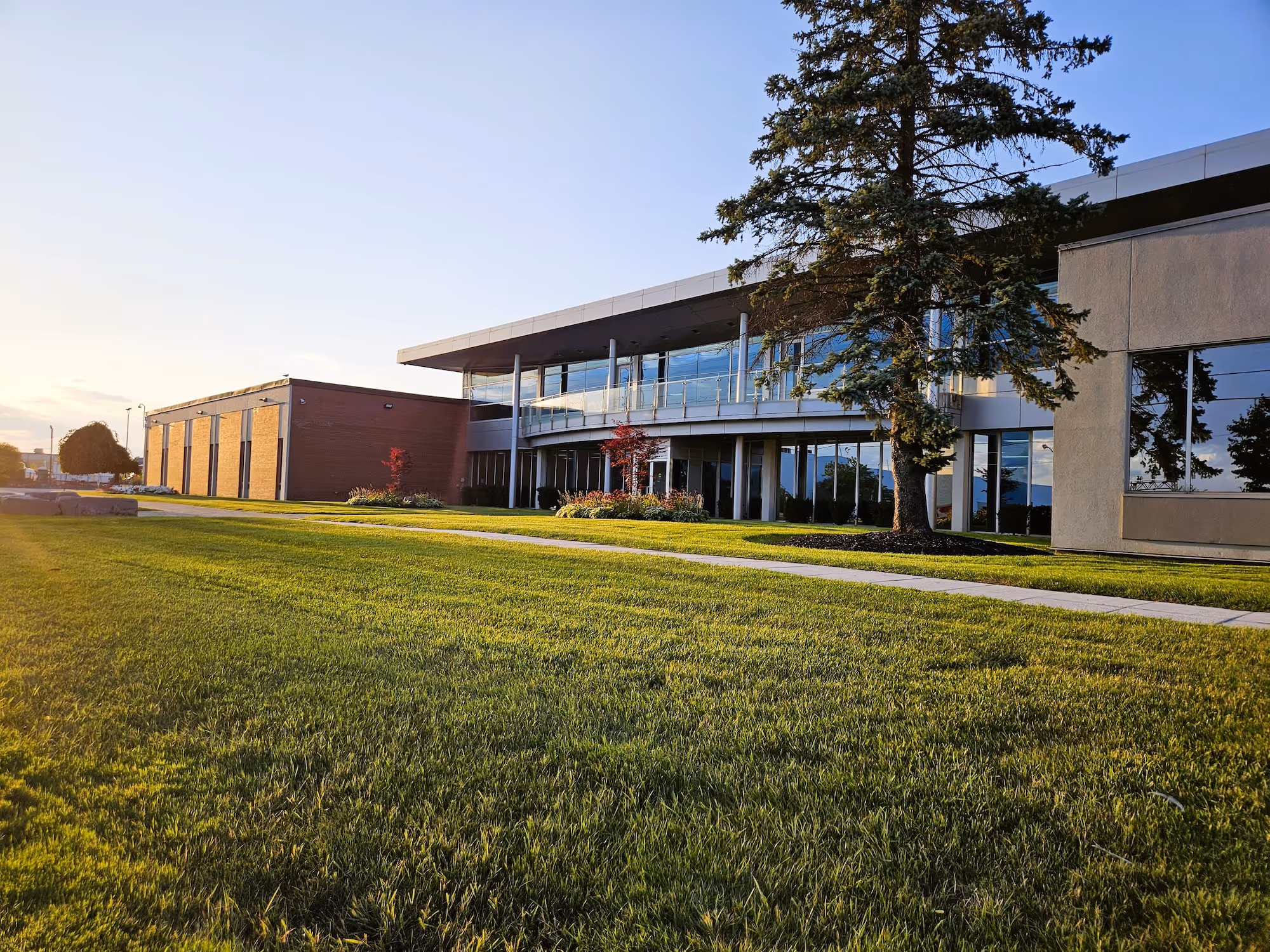 Maintained lawn and grounds at a commercial property in the GTA serviced by Monster Property Services.