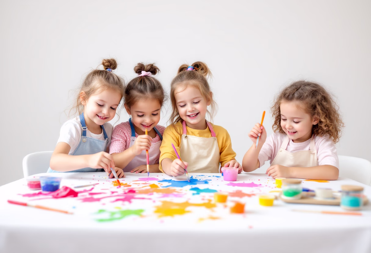 image of children creating art together at a preschool
