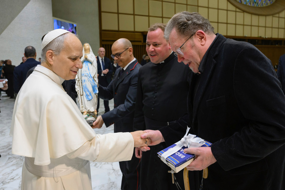 Kevin Matthews greeting Pope Leo XIV