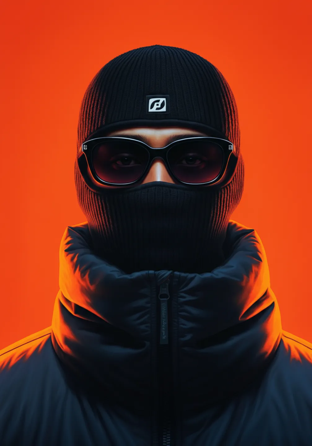 man with orange background